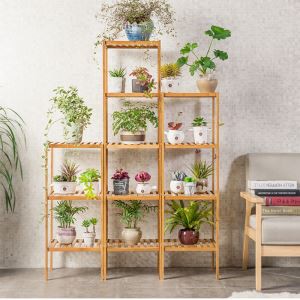 Bamboo Plant Display Rack