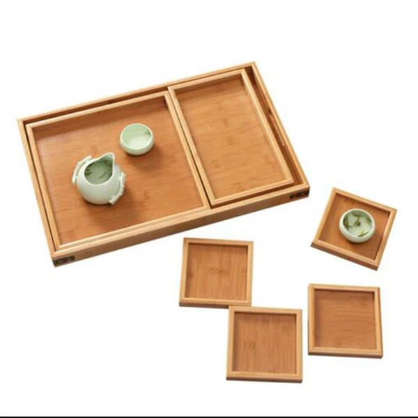 Wooden nesting serving trays