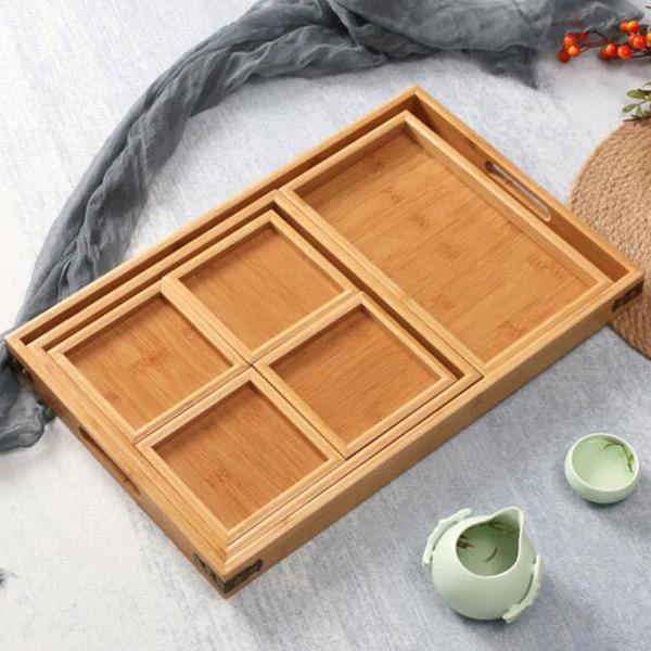 Large Nesting Serving Wooden Trays