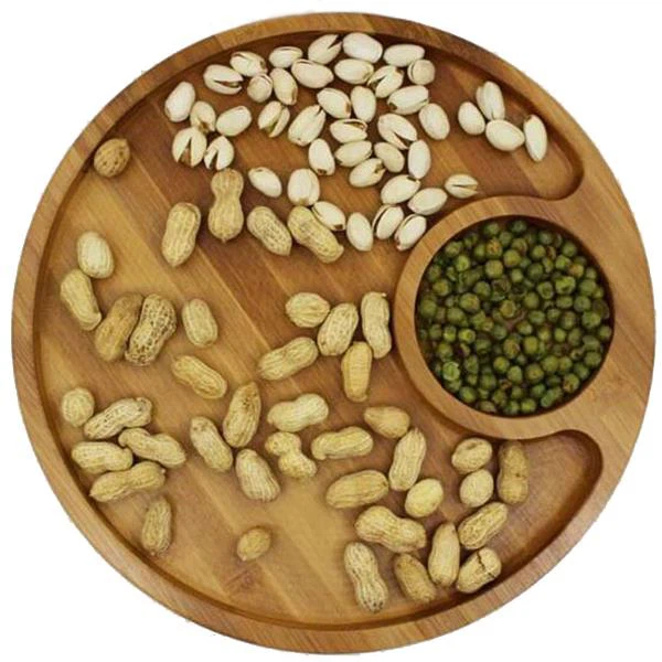 Round Bamboo Plates For Candy Snack Storage