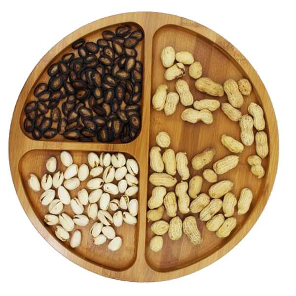 Round Bamboo Plates For Candy Snack Storage