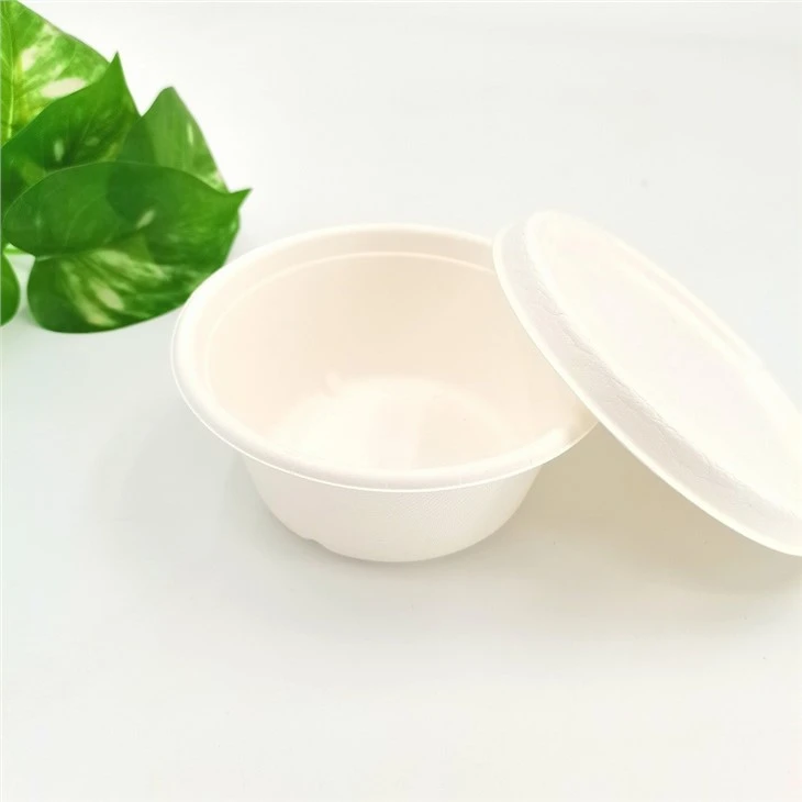 Disposable Sugarcane Bagasse Bowl With Lid 500ml