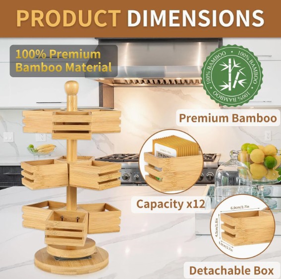 3 Tier Stackable Tea Bag Storage Holder Spinning Carousel suppliers