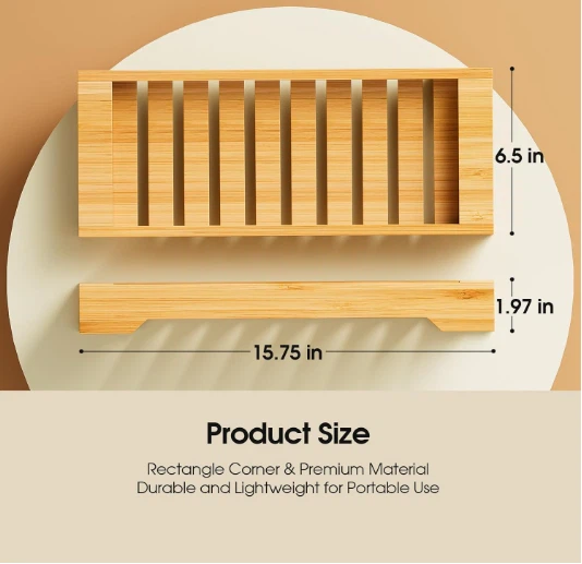 Bamboo Bathroom Storage Vanity Organizer Countertop Tray