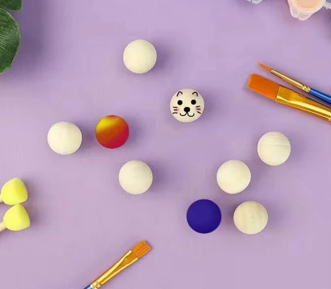 Custom Educational Unfinished Natural Wooden Balls For Crafts And DIY Projects