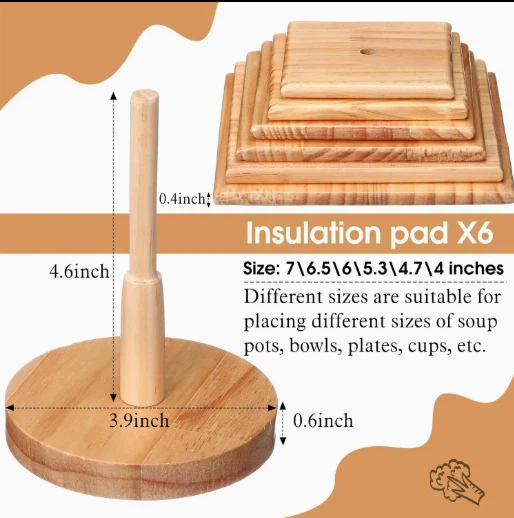Heat Resistant 6 Set Wooden Christmas Tree Coasters