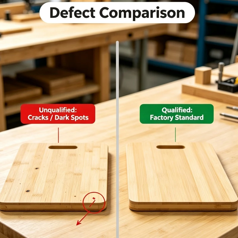 Mass production defect comparison for custom bulk bamboo kitchenware manufacturer quality control Mass production defect comparison for custom bulk bamboo kitchenware manufacturer quality control