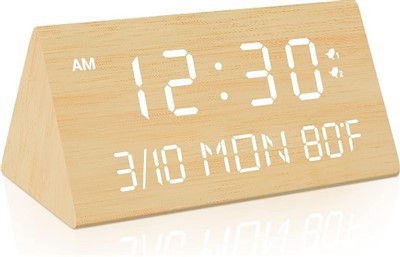 Bamboo Wooden Office Digital Alarm Clock