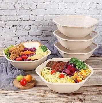 Sugarcane Hexagon Disposable Bowls With Lids