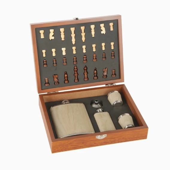 Stainless Steel 9oz Chess Wine Flask Set