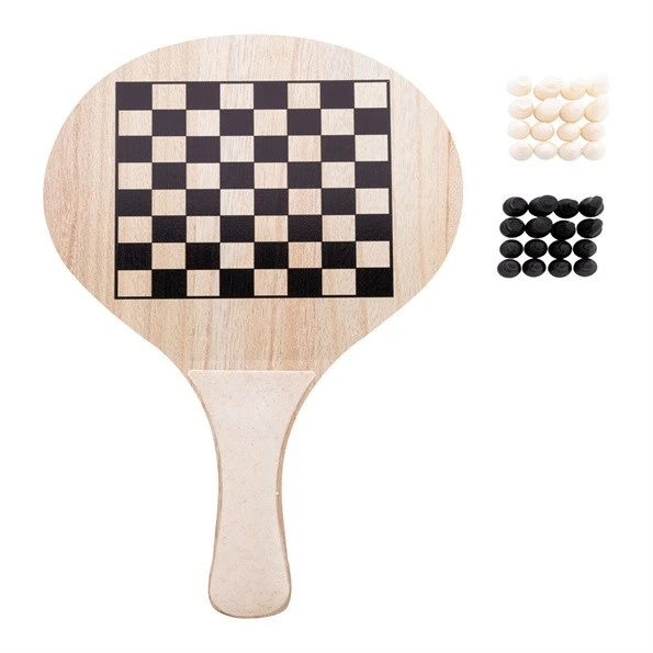Wood Beach Tennis Set With 2 Rackets And One Ball