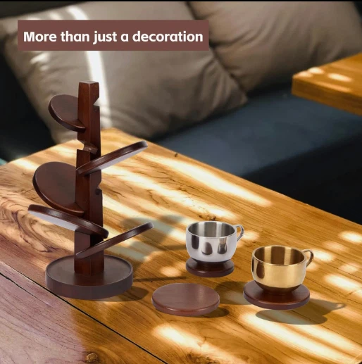 Wood Cup Coasters Tree Set Of 8 Coasters