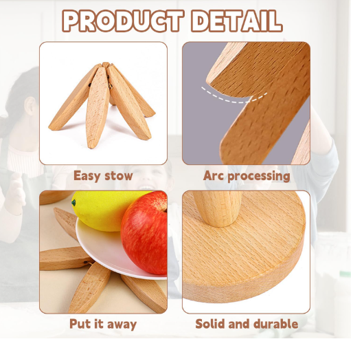Wooden Tree Shape 4 Trivets Set With 1 Stand